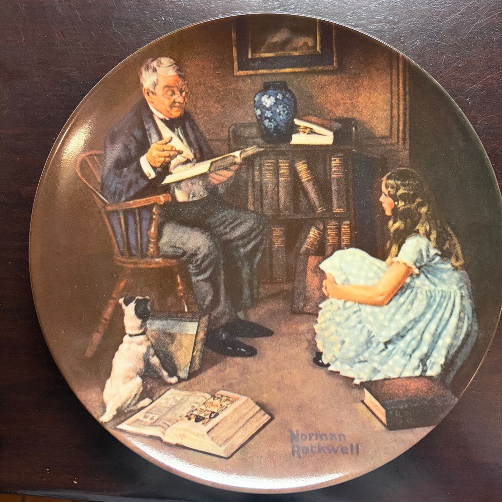 "The Story Teller" By Norman Rockwell Collectors Plate, Knowles Limited Edition